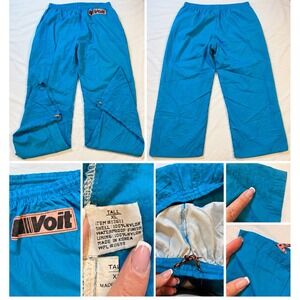 Vintage 90s Voit Nylon Track Pants Mens XL Tall Teal Windbreaker Lined Zip Ankle